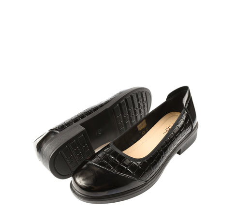 Pantofi casual, dama, PASS COLLECTION, X470007A negru, piele lacuita